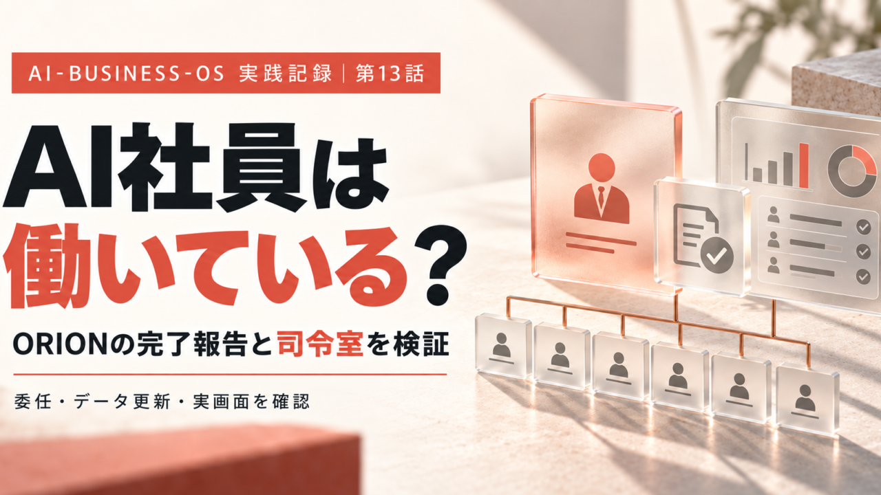 AI社員は働いている？ ORIONの完了報告と司令室を検証する第13話